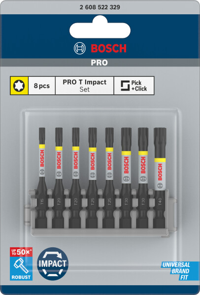 Bosch 2608522329 8 Delige Impact Control Bits - T15 / T20 / T25 / T30 / T40 - Detailed view of the product
