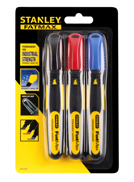 Stanley 0-47-315 FatMax Watervaste Markeerstiften - Rood / Zwart / Blauw - Detailed view of the product