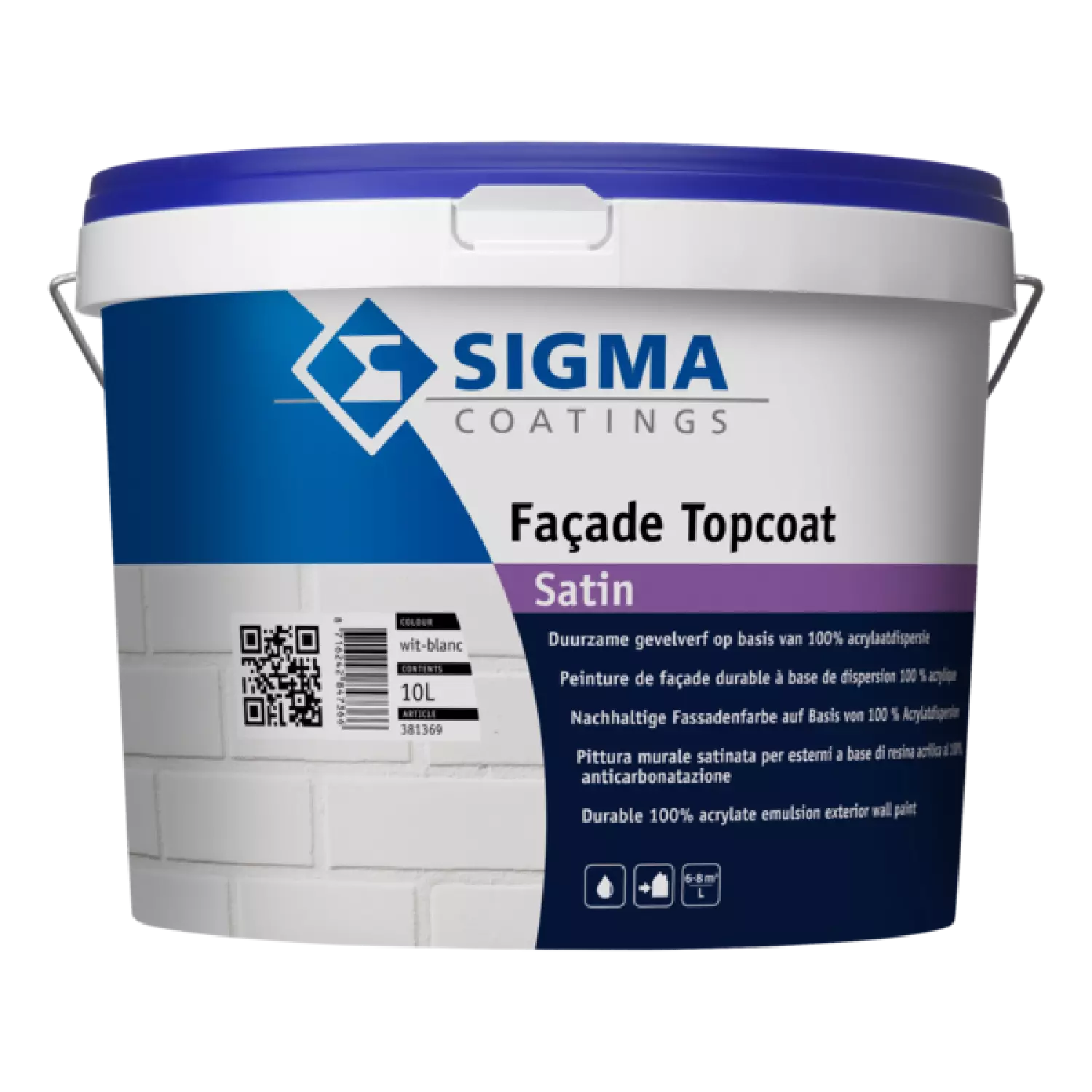 Sigma Facade Topcoat Satin Wit 10 L