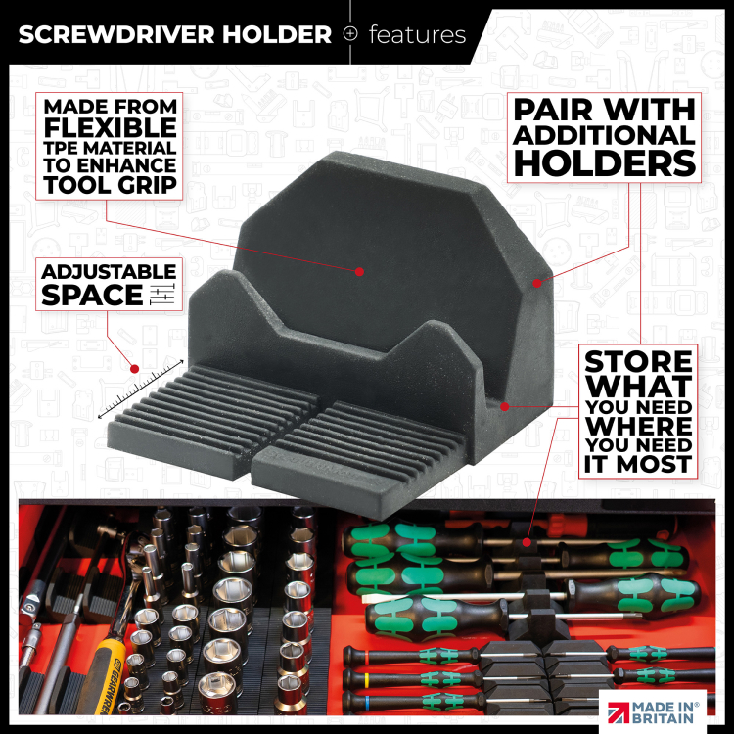 StealthMounts DHSP-SD-10 Drawer Hive Schroevendraaierhouder Voor Ladekast - Zwart - 10 Stuks thumbnail 4