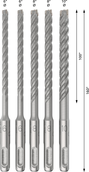Bosch 2608833911 PRO Hamerboorset SDS Plus-5X - 6/6/8/8/10mm (5 Stuks) - Detailed view of the product
