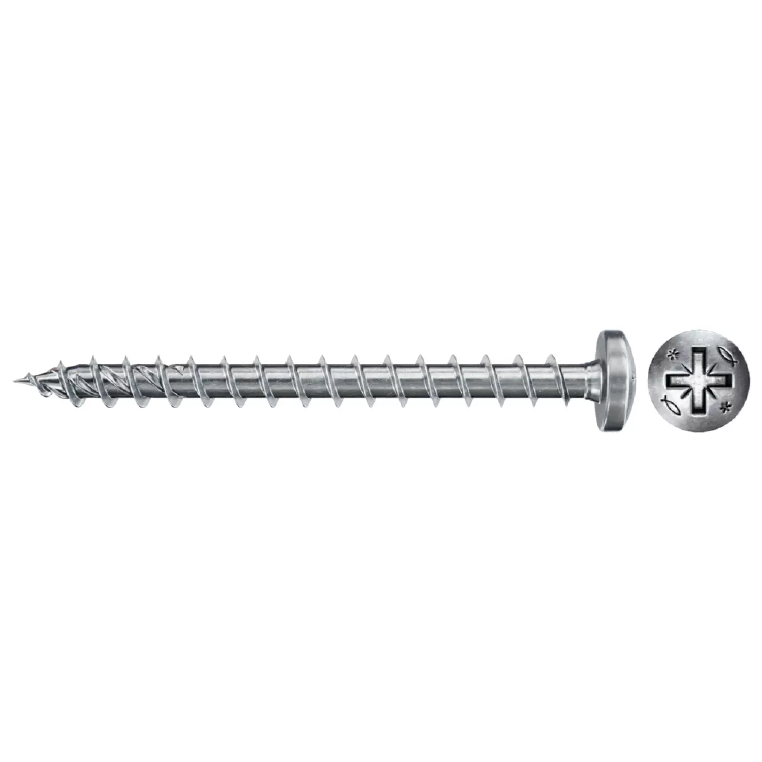 Fischer 670444 Spaanplaatschroef Power-Fast II - PZ2 - 5.0 X 25mm - Bolkop - Voldraad - Verzinkt (200st)