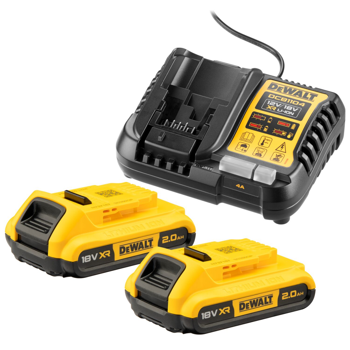 DeWALT DCB1104D2 18V Li-ion XR accu Starterset (2x 2.0Ah) + lader