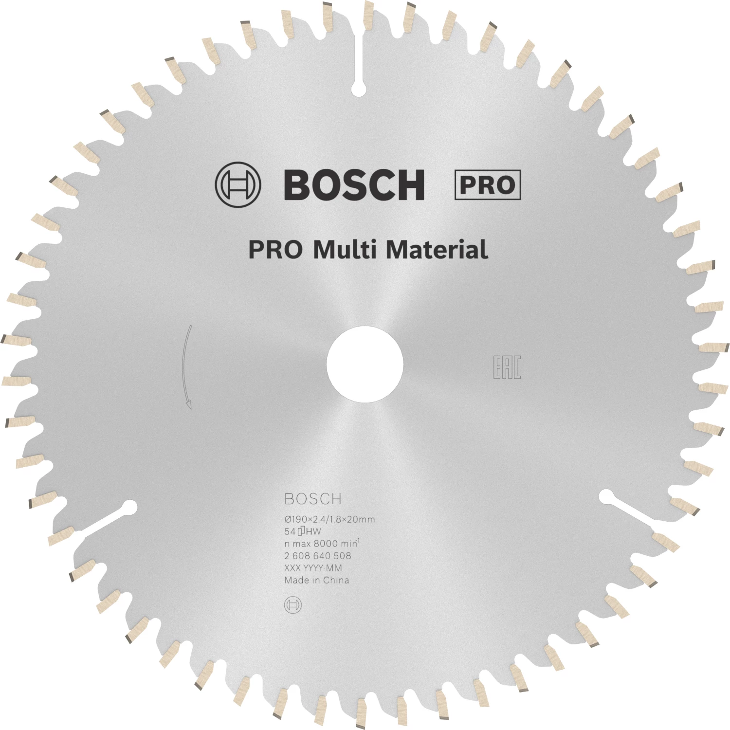 Bosch 2608640508 PRO Cirkelzaagblad - 190 X 20/16 X 54T - Multi Materiaal