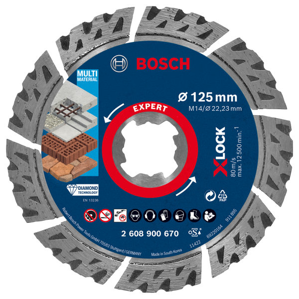 Bosch 2608900670 EXPERT X-LOCK Diamantschijf Multi Material 125 X 22,23 X 2,4 X 12 Mm
