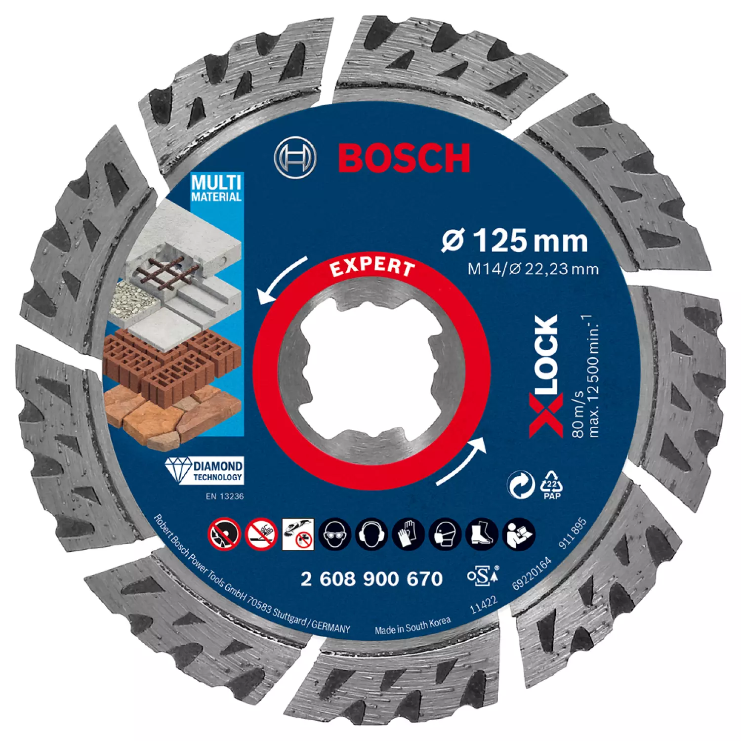 Bosch 2608900670 EXPERT X-LOCK Diamantschijf Multi Material 125 X 22,23 X 2,4 X 12mm