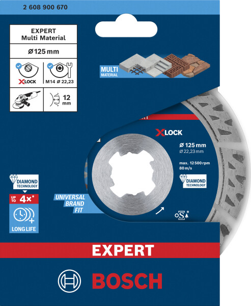 Bosch 2608900670 EXPERT X-LOCK Diamantschijf Multi Material 125 X 22,23 X 2,4 X 12mm - Detailed view of the product