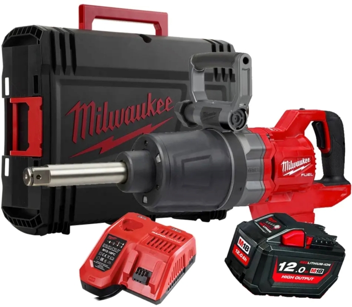 Milwaukee M18 ONEFHIWF1D-121C 18V Li-ion Accu Slagmoersleutel Body Met Frictiering En Lange Aandrijfas Set (1x 12.0Ah Accu) In HD Box - 1