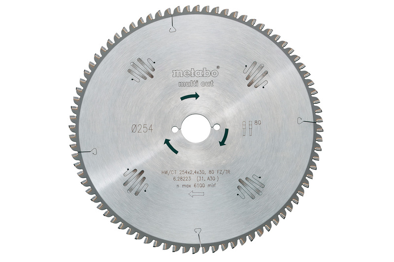 Metabo 628093000 Multi Cut Cirkelzaagblad - 254 X 30 X 80T Hout / Epoxy / Aluminium / Kunststof