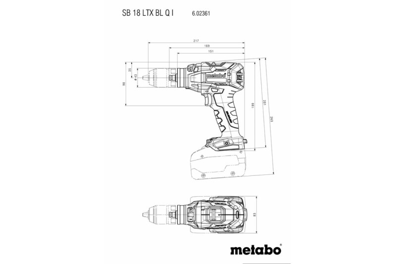 Metabo SB 18 LTX BL Q I 18V Li-ion Accu Klopboormachine Body In MetaBOX - Koolborstelloos - Detailed view of the product