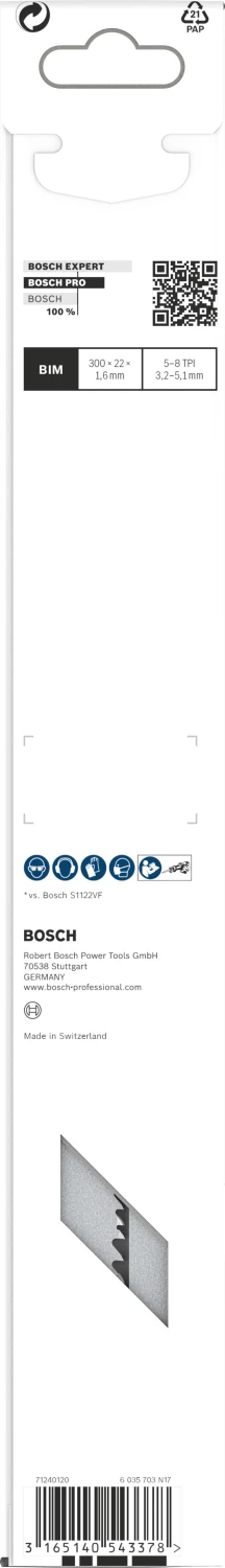 Bosch PRO S1210VF Demolition Reciprozaagblad - 300mm - Multi Materiaal (5st) thumbnail 3
