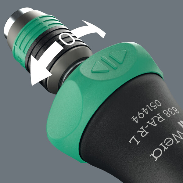 Wera 05051494001 838 RA-R L Bithandhouder - 1/4"- 140mm - Met Ratelfunctie - Detailed view of the product