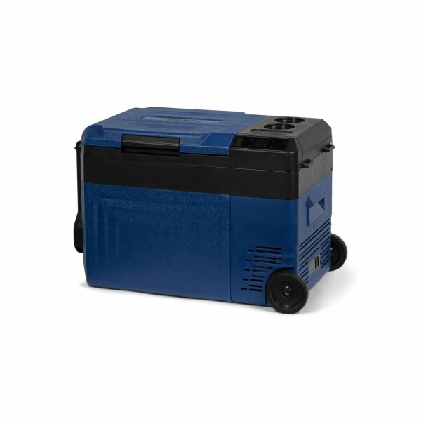 Steamy-E BMX Battery Elektrische Compressor Koelbox Op Wielen - Speciaal Voor de Bouw - Aansluiting voor gereedschapaccu's - 19 liter - 12V en 230V - voor auto en camping - Blauw