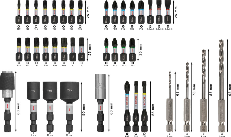 Bosch 2608521U87 40-delige PRO Impact Schroefbits En Houtboren - Gemengde Set - Detailed view of the product