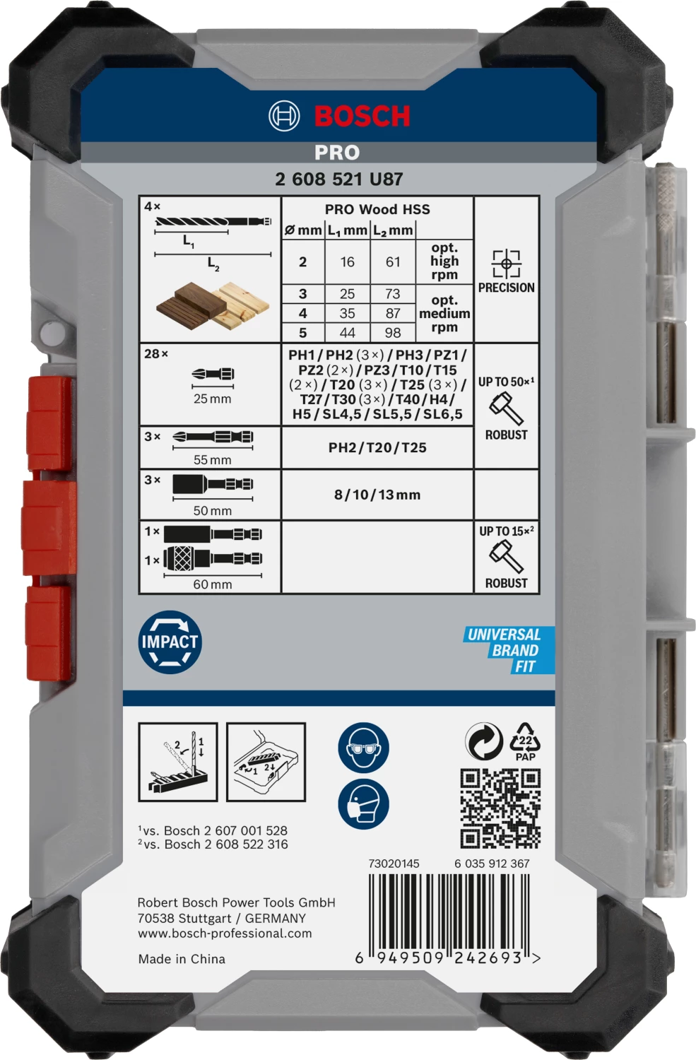 Bosch 2608521U87 40-delige PRO Impact Schroefbits En Houtboren - Gemengde Set thumbnail 3