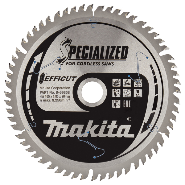 Makita B-69864 Efficut Afkortzaagblad Hout - 165x20x1,85mm 60T