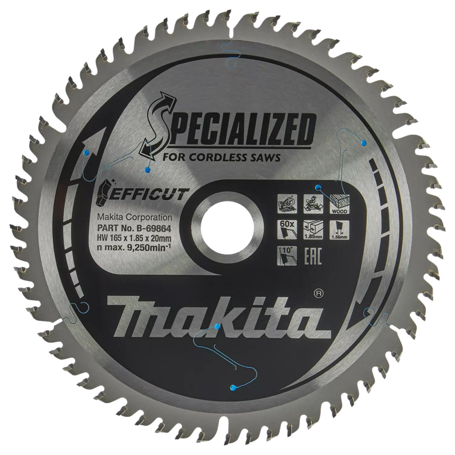 Makita B-69864 Efficut Afkortzaagblad Hout - 165x20x1,85mm 60T thumbnail 4