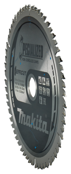 Makita B-69864 Efficut Afkortzaagblad Hout - 165x20x1,85mm 60T - Detailed view of the product