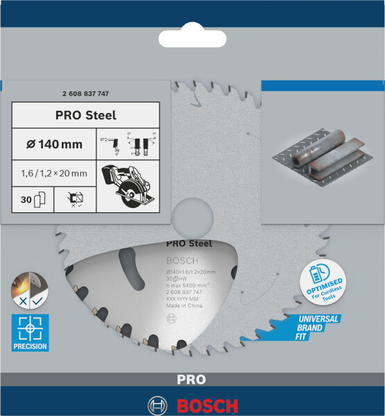 Bosch 2608837747 Cirkelzaagblad - 140 X 20 X 30T - Staal - Detailed view of the product