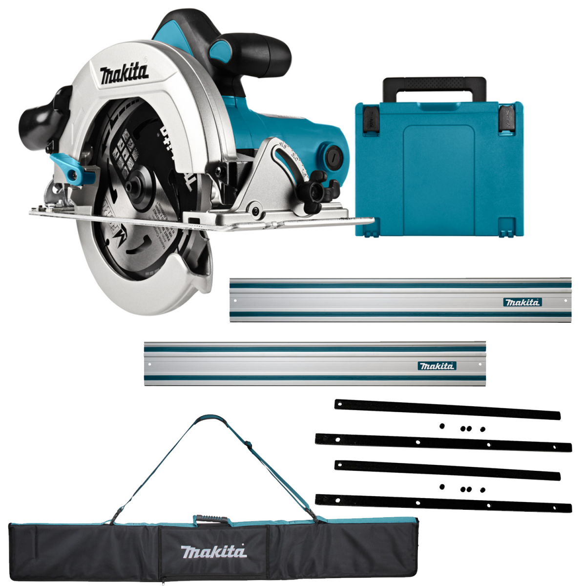 Makita HS7601J Scie circulaire en Mbox - 1200W - 190mm incl. rail de guidage (2pcs) en mallette