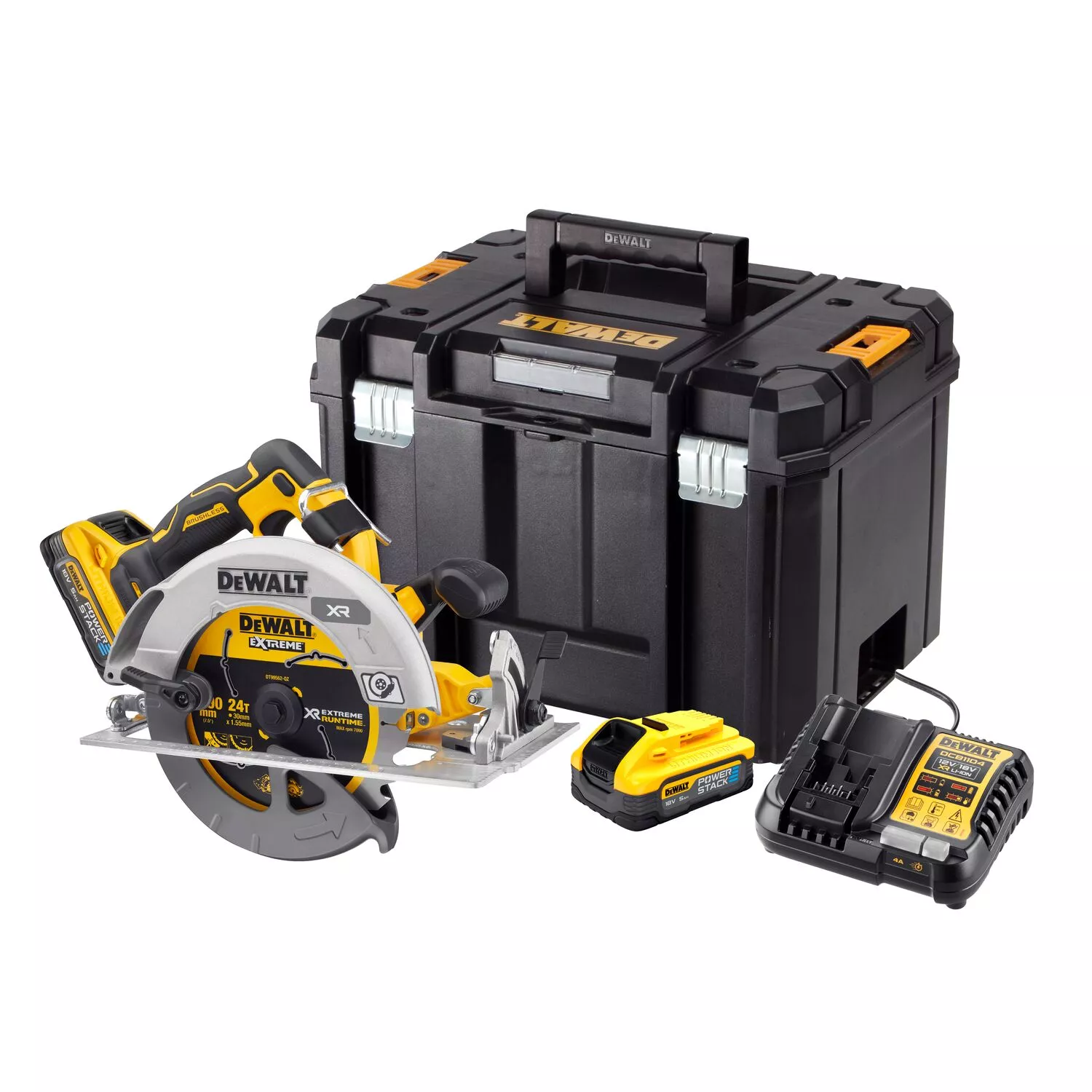 DeWALT DCS573H2T-QW 18V Li-ion XR Accu Cirkelzaag Set (2x POWERSTACK 5.0Ah) In TSTAK - 190mm