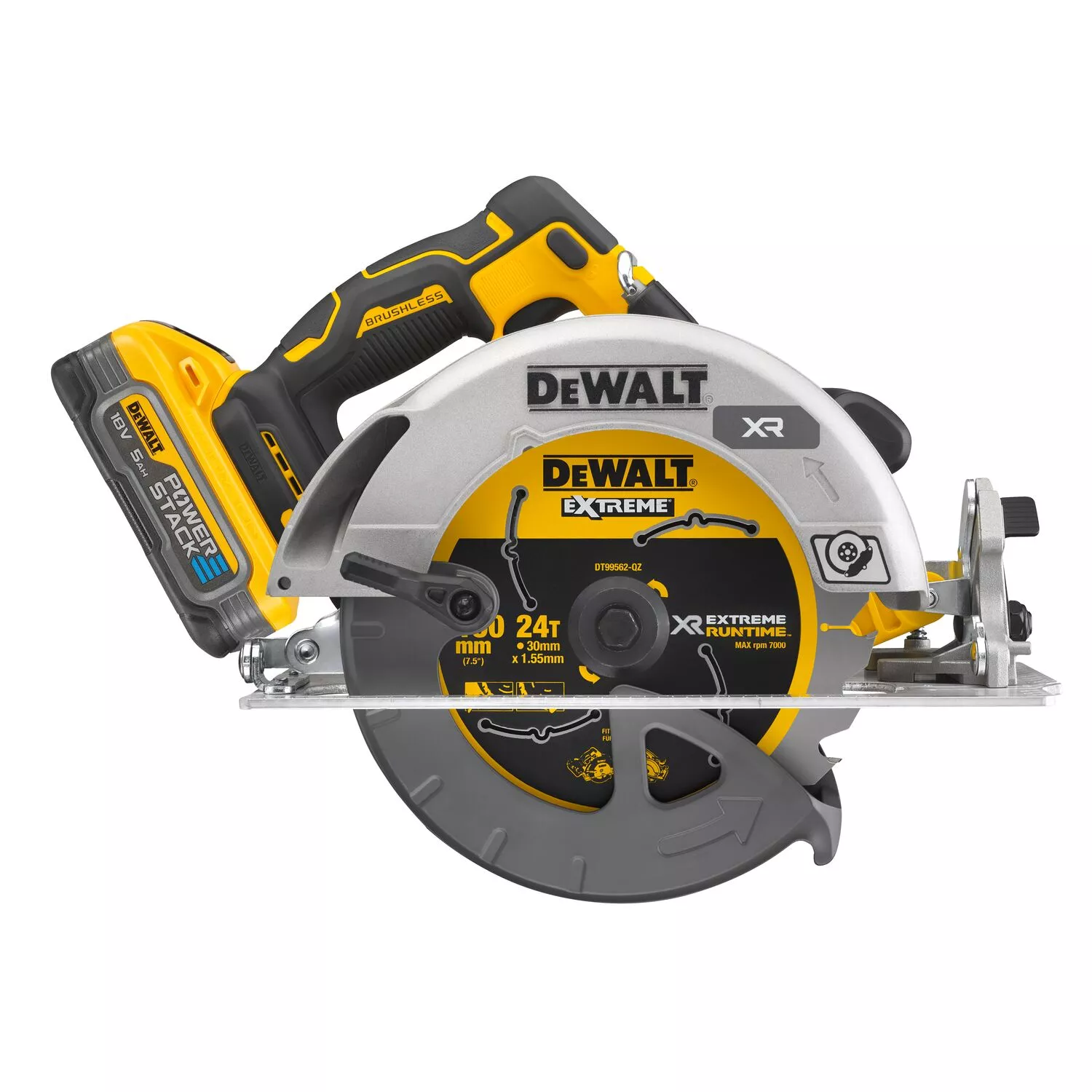 DeWALT DCS573H2T-QW 18V Li-ion XR Accu Cirkelzaag Set (2x POWERSTACK 5.0Ah) In TSTAK - 190mm thumbnail 3