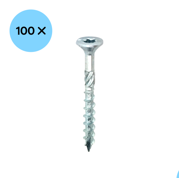 Woodies 61560581 Ultimate Spaanplaatschroef - TX30 - 6.0 X 100mm - Verzonken Kop - Deeldraad - Verzinkt (100st) - Detailed view of the product