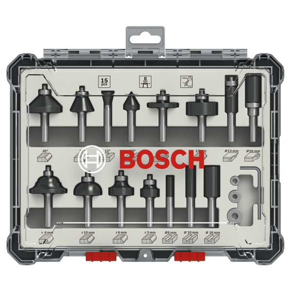Bosch 2607017472 15-delige Frezenset In Cassette - 8mm