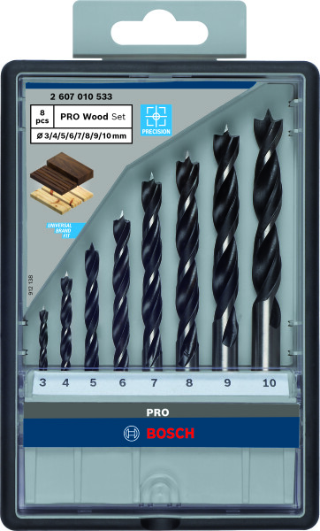 Bosch 2607010533 8-delige Robust Line Houtspiraalboor Set In Cassette - 3-10mm - Detailed view of the product