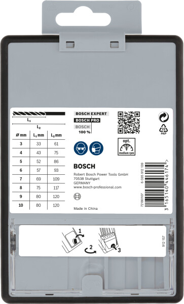 Bosch 2607010533 8-delige Robust Line Houtspiraalboor Set In Cassette - 3-10mm - Detailed view of the product