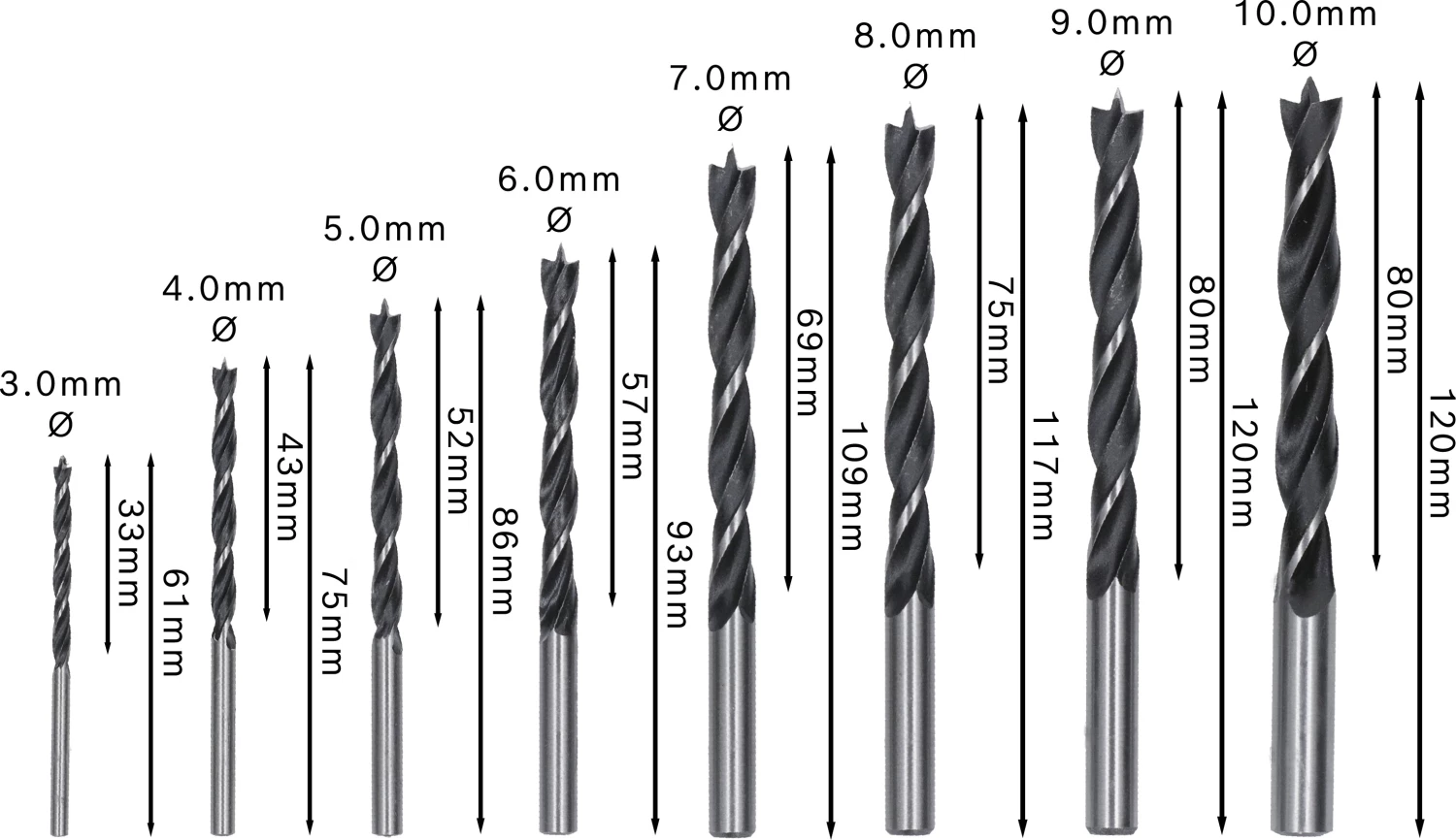 Bosch 2607010533 8-delige Robust Line Houtspiraalboor Set In Cassette - 3-10mm thumbnail 4