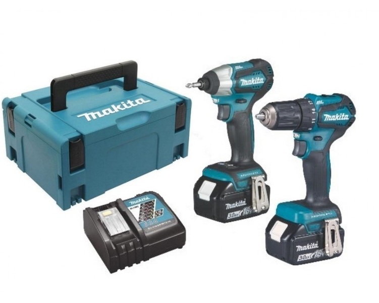 Makita DLX2220JX2 18V Li-Ion Accu DDF483 Schroef-/boormachine&DTD155 Slagschroevendraaier (2x 3,0Ah Accu) In Mbox