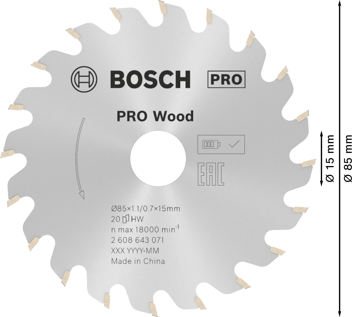 Bosch 2608643071 Optiline Cirkelzaagblad - 85 X 15 X 20T - Hout thumbnail 4