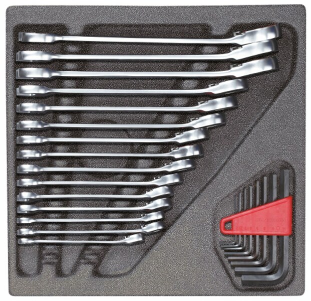 Gedore RED R22250001 24-delige Ringratel-steeksleutel + Haakse Stiftsleutelset