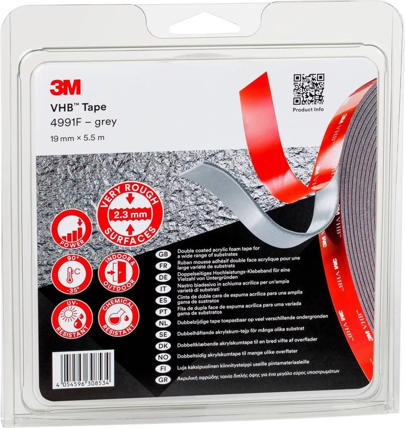 3M 4991F VHB Tape Grijs - 19mm X 5.5 M X 2.3mm thumbnail 2