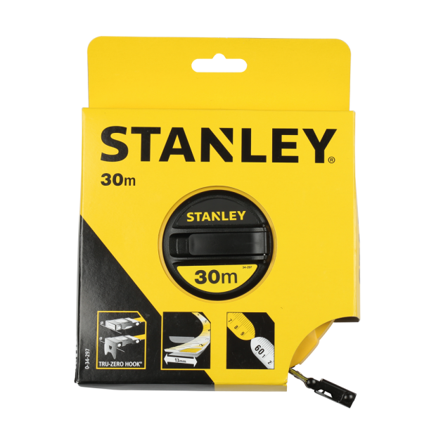 Stanley 0-34-297 Landmeter Fiberglas Met Gesloten Kast - 30m - 12,7mm - Detailed view of the product