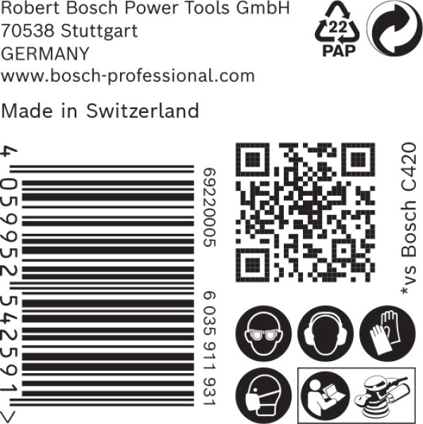 Bosch 2608900921 EXPERT Schuurvel C470 Best For Wood And Paint - 150mm - K120 - 6 Gaten - 50st - Detailed view of the product