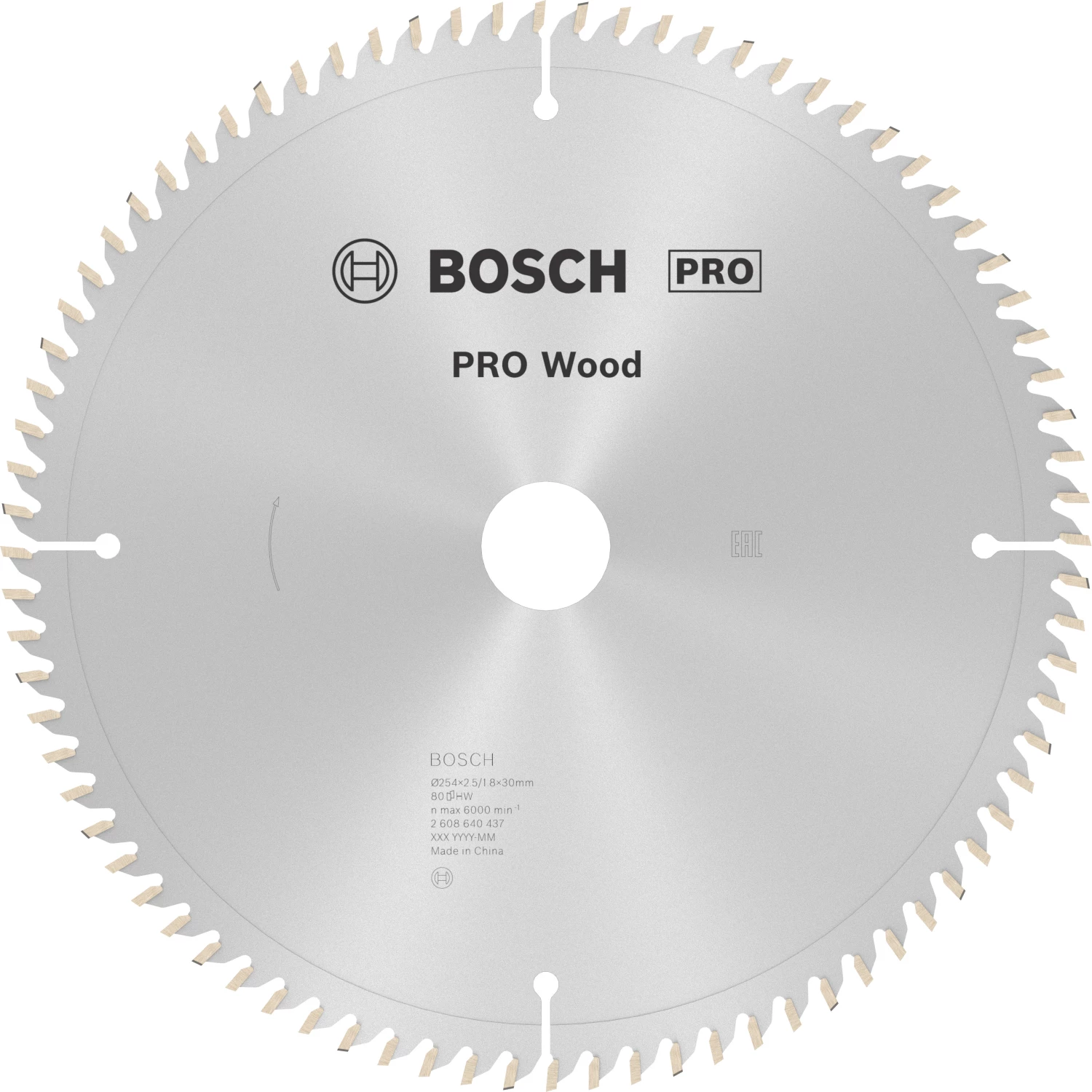 Bosch 2608640437 PRO Afkortzaagblad Voor Hout - 254 X 30 X 80T afbeelding