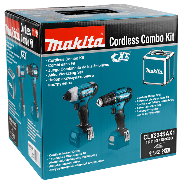 Makita CLX224SAX1 12V Li-Ion Accu Boor-/schroefmachine (DF333D)&Slagschroevendraaier (TD110D) Combiset (2x 2.0Ah Accu) In Koffer - Detailed view of the product