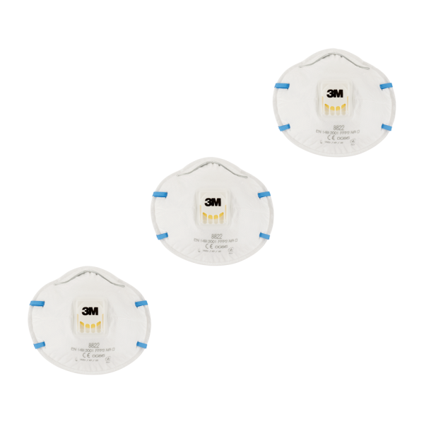 3M 8822C3 Stofmasker Met Ventiel - FFP2 (3st) - Detailed view of the product
