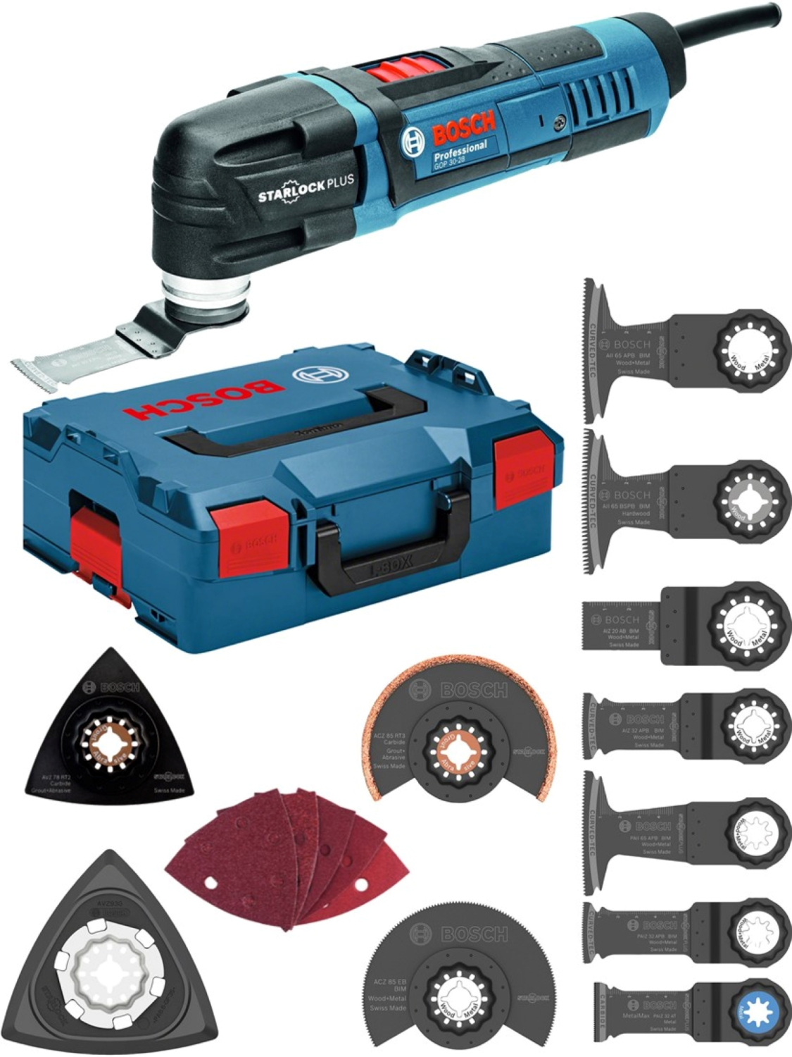 Bosch GOP 30-28 Multitool + 16 Delige Accessoireset In L-Boxx - 300W