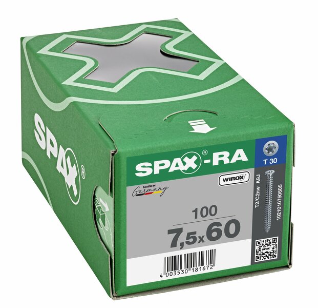 SPAX Kozijnschroeven Platkop - Voldraad - T30 - 7.5x60 Mm (100st) - Detailed view of the product
