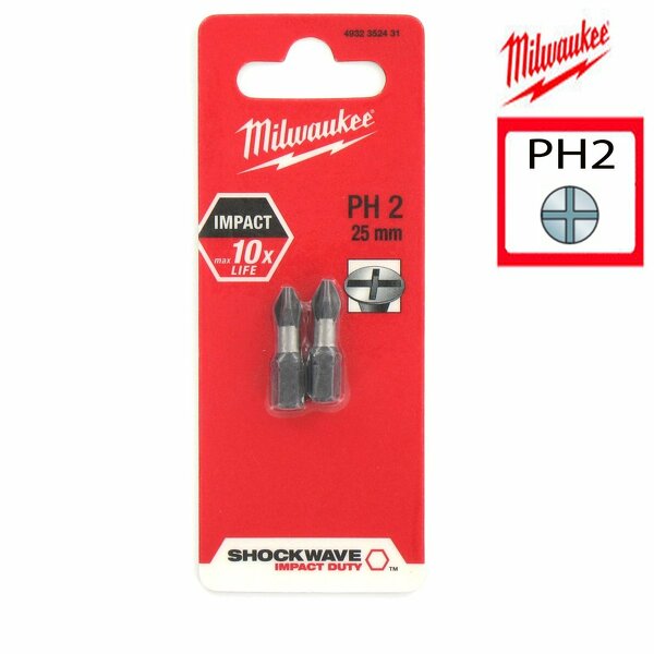 Milwaukee 4932352431 / 4932430852 Shockwave Impact Duty Schroefbit PH 2 - 25mm (2st)