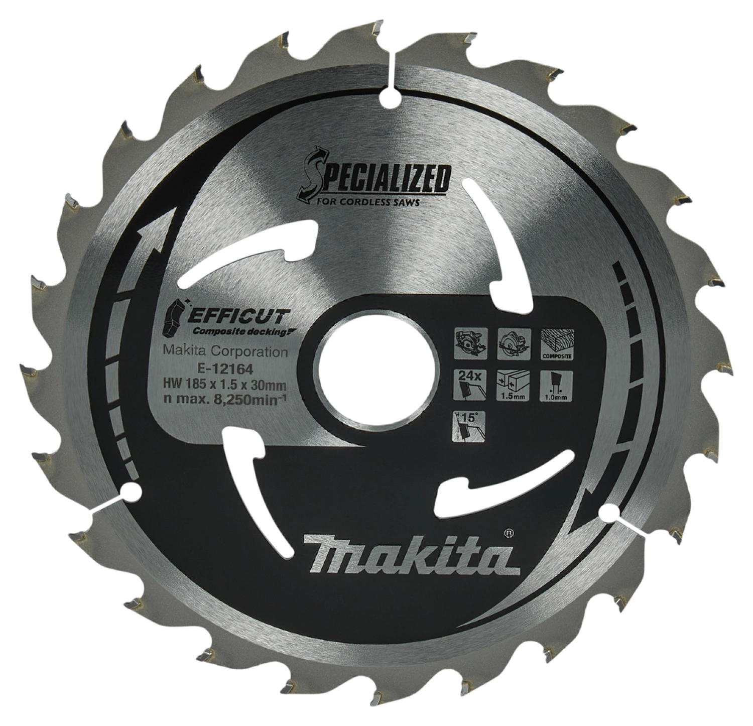 Makita E-12164 Efficut Cirkelzaagblad WPC - 185x30x1,5mm 24T