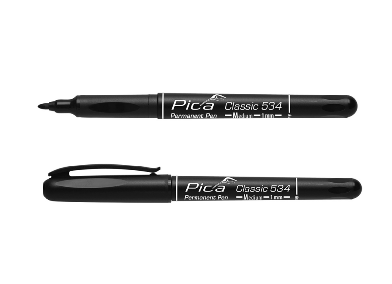 Pica 534/46 Classic Permanent Pen - Rond - Zwart - 1mm (10st) - Detailed view of the product