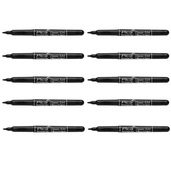 Pica 534/46 Classic Permanent Pen - Rond - Zwart - 1mm (10st)