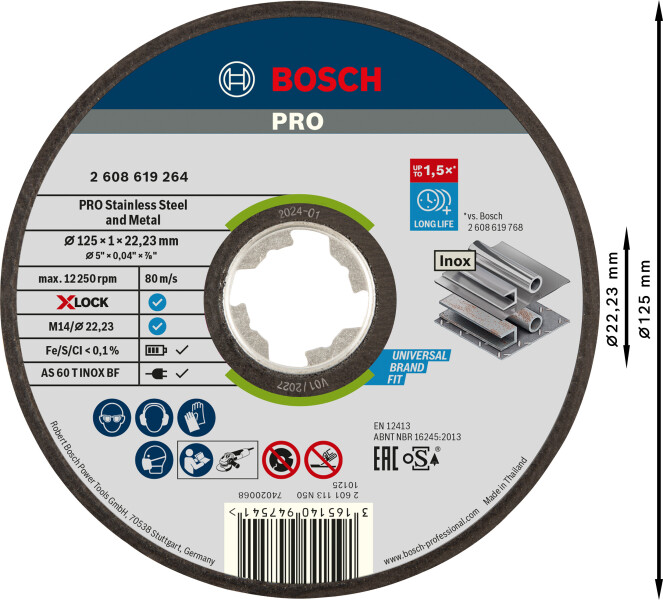 Bosch 2608619264 X-Lock Slijpschijf Expert For Inox&Metal - Recht - 125mm - Detailed view of the product