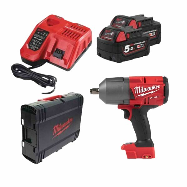 Milwaukee M18 ONEFHIWF12-502X ONE-KEY 18V Li-Ion Accu Slagmoersleutel Set (2x 5.0Ah Accu) In HD Box - 1898Nm - Koolborstelloos - 1/2