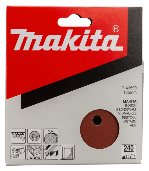 Makita P-43599 Schuurschijf Red - K240 - 125mm (10st) - Detailed view of the product