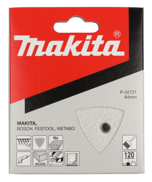 Makita P-42721 Deltaschuurvel White - K120 - 94x94x94mm (10st) - Detailed view of the product
